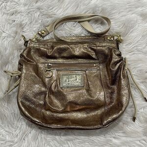 Coach Poppy Jazzy Metallic Gold 2 Way Crossbody And Shoulder Bag